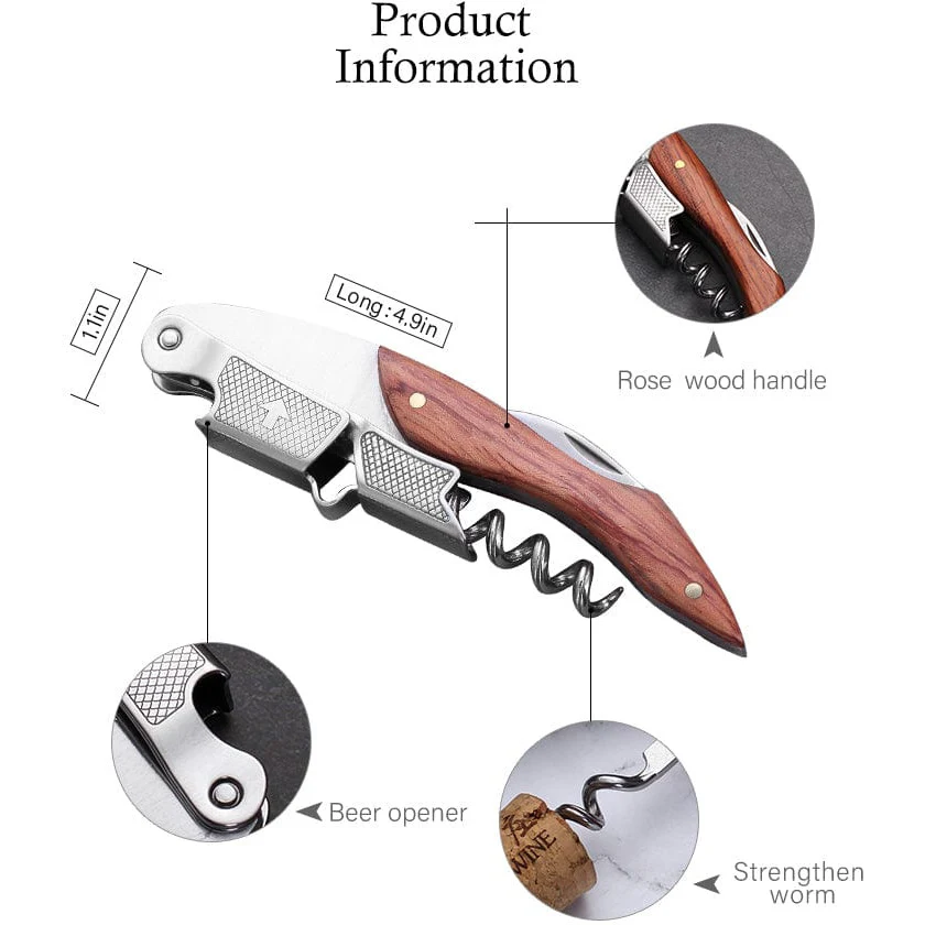 L' Eqiupette Professional Waiters Friend Corkscrew with built-in Foil Cutter - Image 4