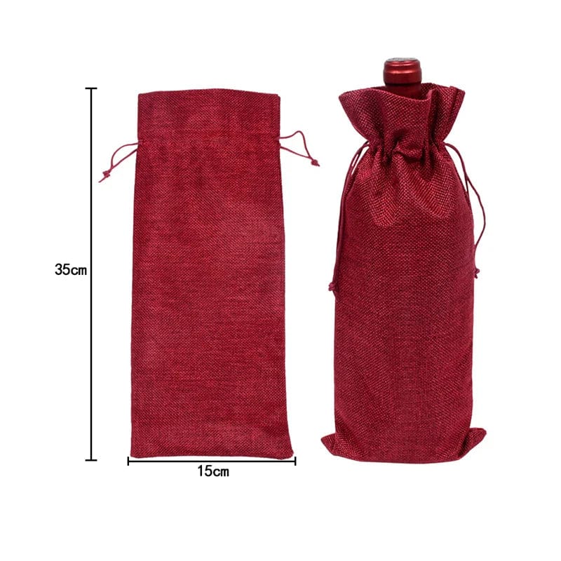Burgundy Wine Linen Bottle Cover for 750 ml bottles - Image 3