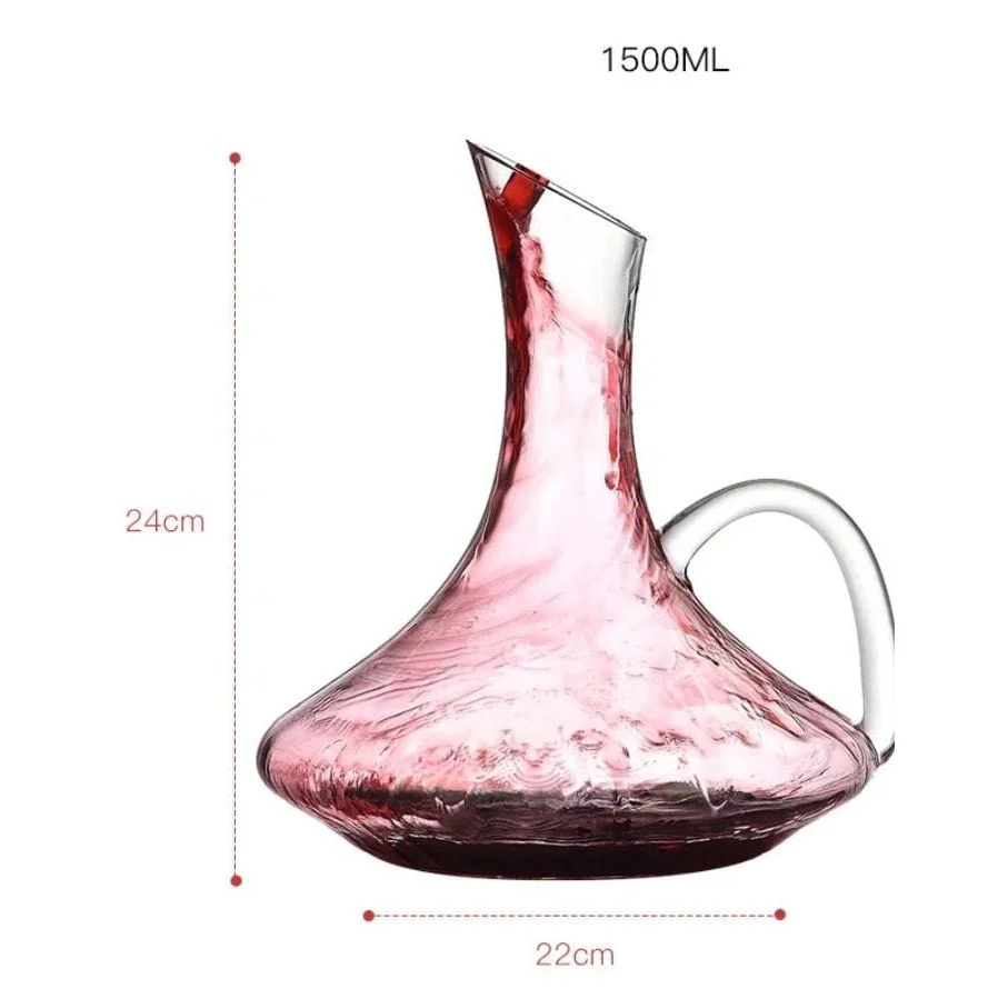 Wine Decanter 1.5 litre round base with handle - Image 3